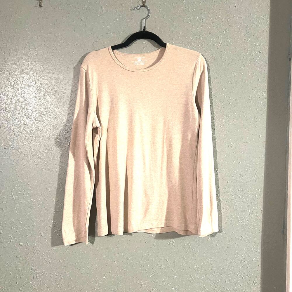 VTG Jones New York Sport Women's Beige XL Long Sleeve 100% Cotton Top Workwear
